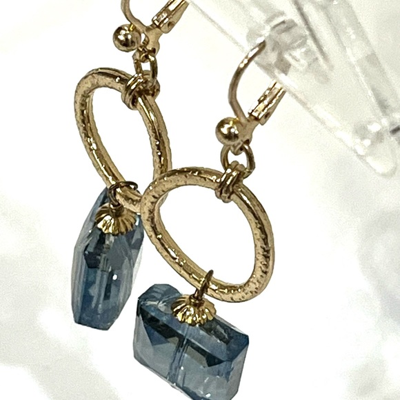 Chic Gold and Blue Geometric Earrings